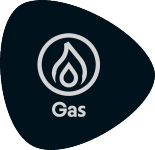 Gas-Symbol mit Flamme im Kreis