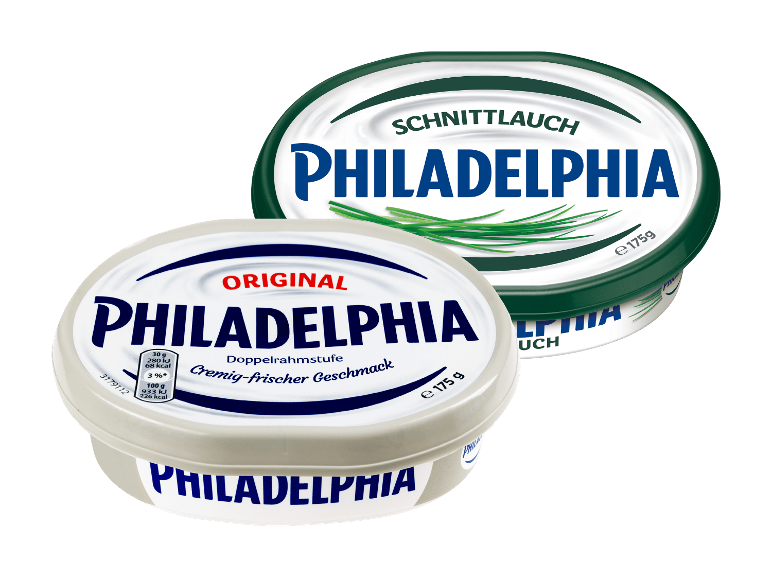 Philadelphia Frischkäse Original und Schnittlauch.