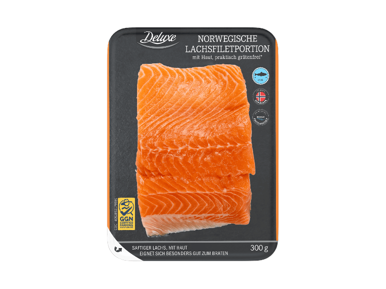 FISCHERSTOLZ Norwegische Lachsfiletportion mit Haut, 300 g.
