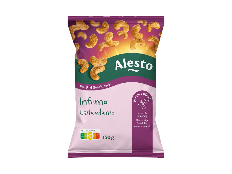Alesto Inferno Cashewkerne mit Piri Piri Geschmack, 150 g
