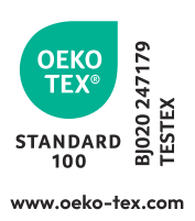 STANDARD 100 by OEKO-TEX Etikett, BJ020 247179 TESTEX, www.oeko-tex.com