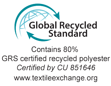 Global Recycled Standard: Enthält 80% GRS-zertifiziertes recyceltes Polyester.