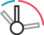 Symbol, das die Bewegung von Uhrzeigern darstellt und den Zeitablauf oder die Geschwindigkeit anzeigt.