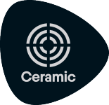 Schwarzes Siegel mit einem Zielsymbol und dem Text „Ceramic“.