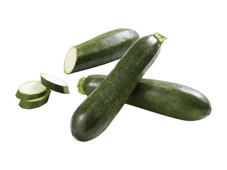 Frische Zucchini, ganz und in Scheiben geschnitten