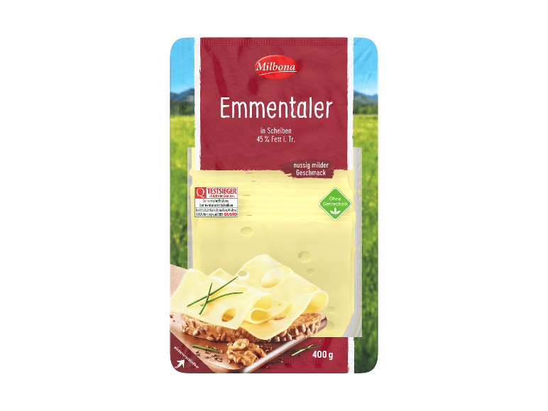 Milbona Emmentaler in Scheiben, 400 g.