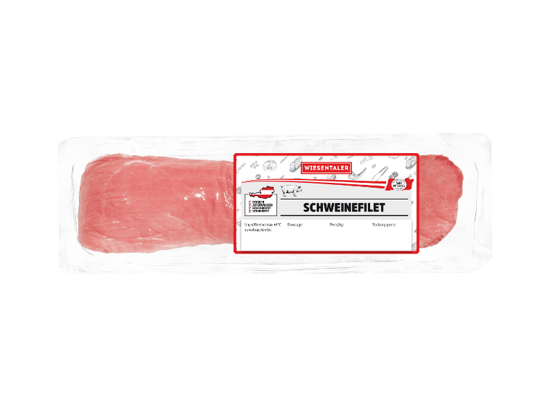 Abgepacktes Schweinefilet in einer Schale.