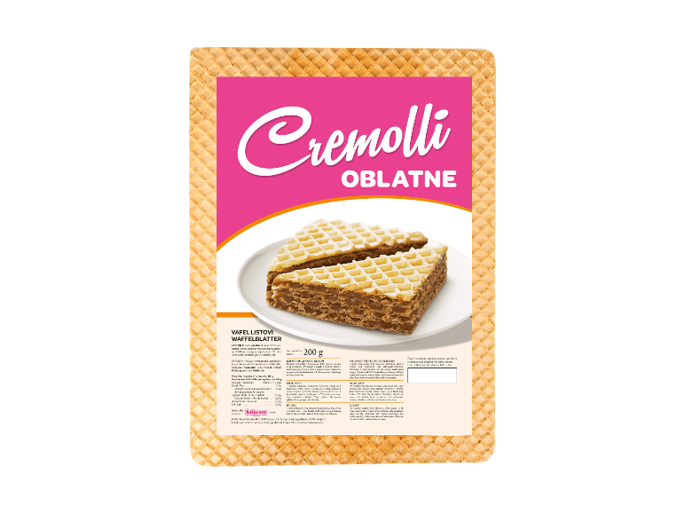 Waffelblätter-Verpackung mit Rezepten auf der Rückseite.