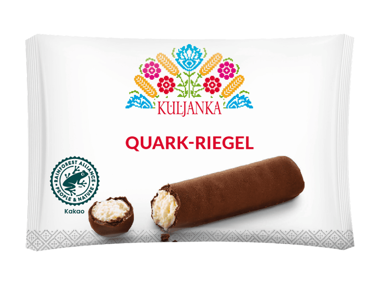 Kuljanka Quark-Riegel mit Schokoladenüberzug.