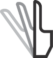 Symbol, das drei Finger darstellt, die sich von rechts nach links bewegen.