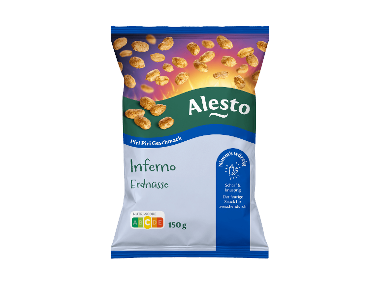 Alesto Inferno Erdnüsse mit Piri-Piri-Geschmack, 150 g.