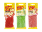 Drei Packungen verschiedener Fruchtgummis in gelber Verpackung.