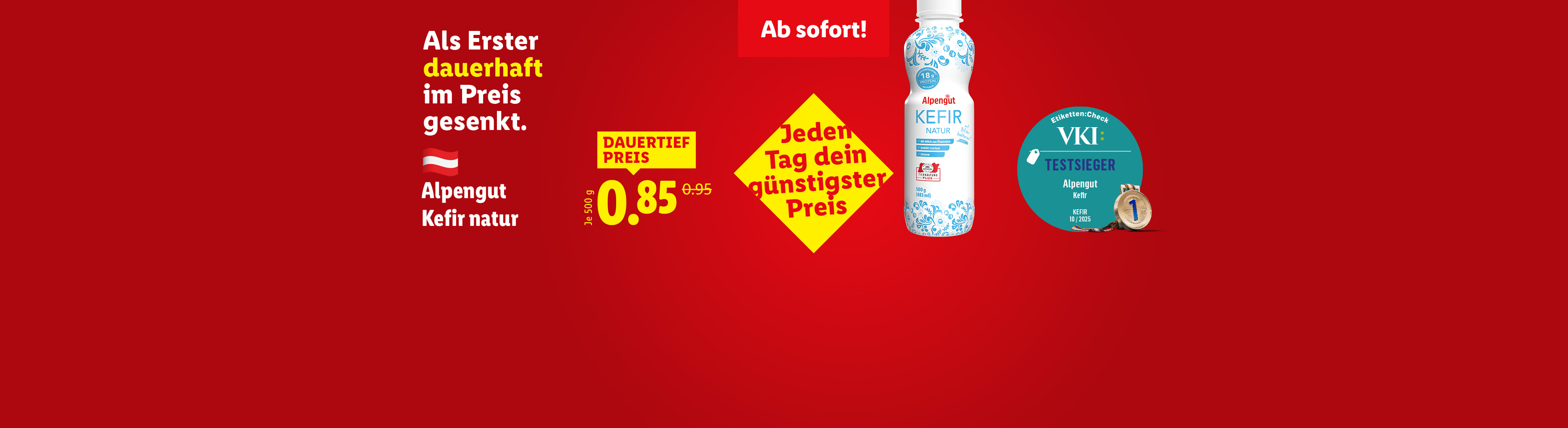 Kefir Natur im Dauertiefpreis, als Testsieger ausgezeichnet.