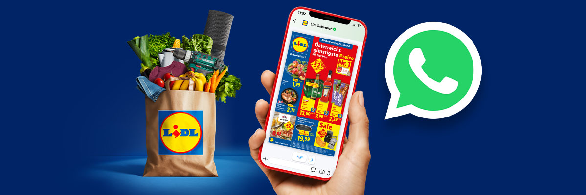Lidl Österreichs Wochenangebote auf WhatsApp: Lebensmittel, Werkzeug und mehr im Angebot.