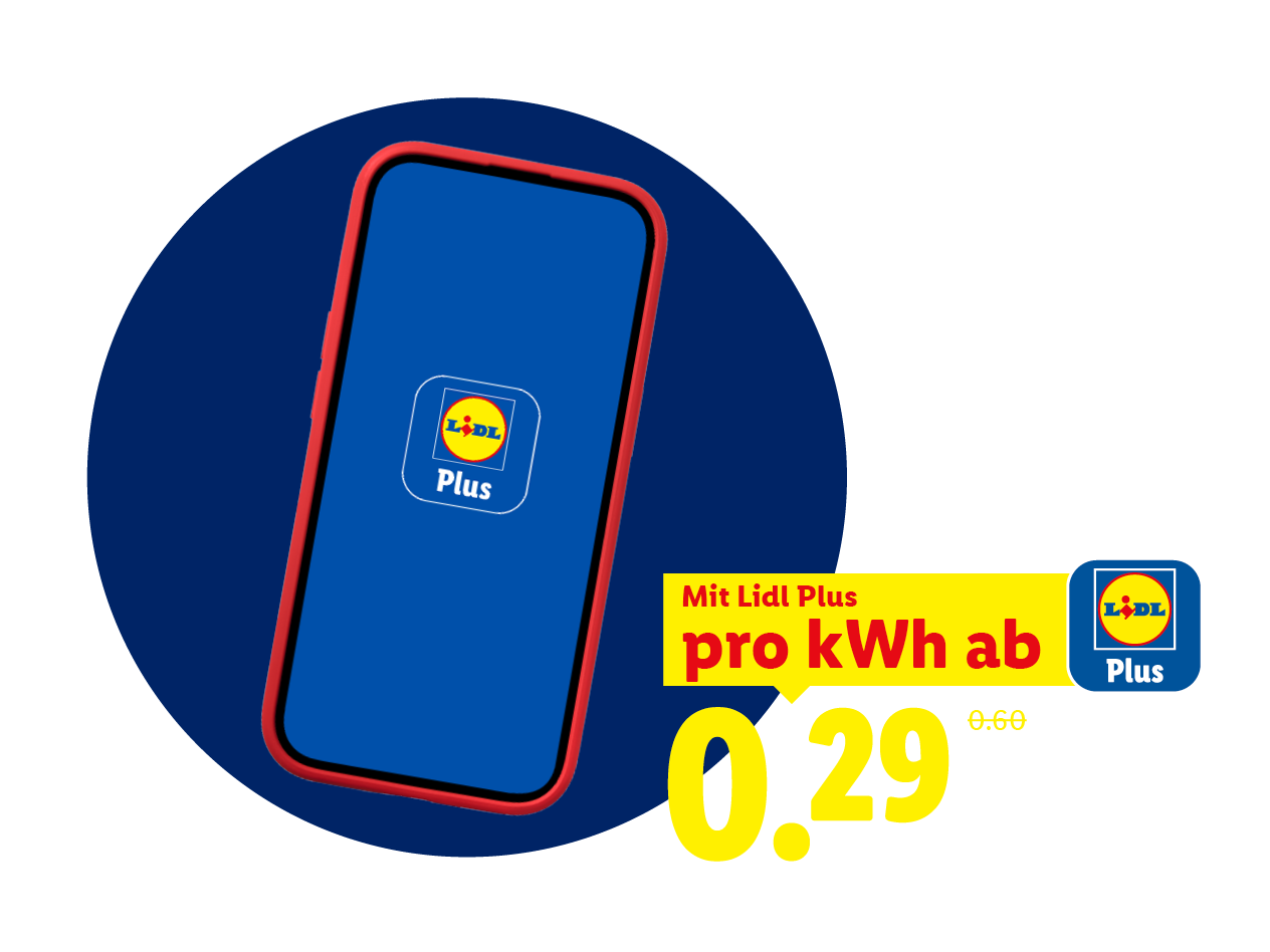 Smartphone mit Lidl Plus App und Angebot: 0,29 € pro kWh