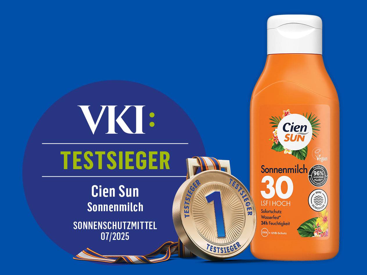 Cien Sun Sonnenmilch ist VKI Testsieger: Cien Sun Sonnenmilch - Sonnenschutzmittel 07/2025.