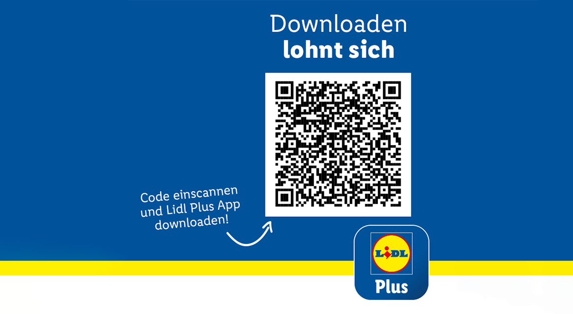 Lidl Plus App per QR-Code herunterladen.