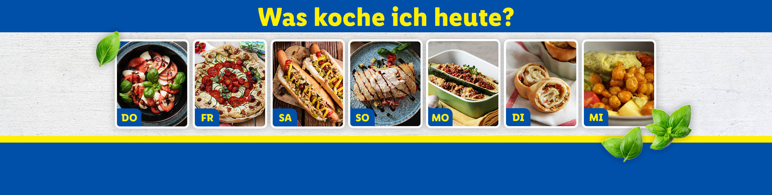 Wochenplan mit verschiedenen Rezepten für jeden Wochentag.