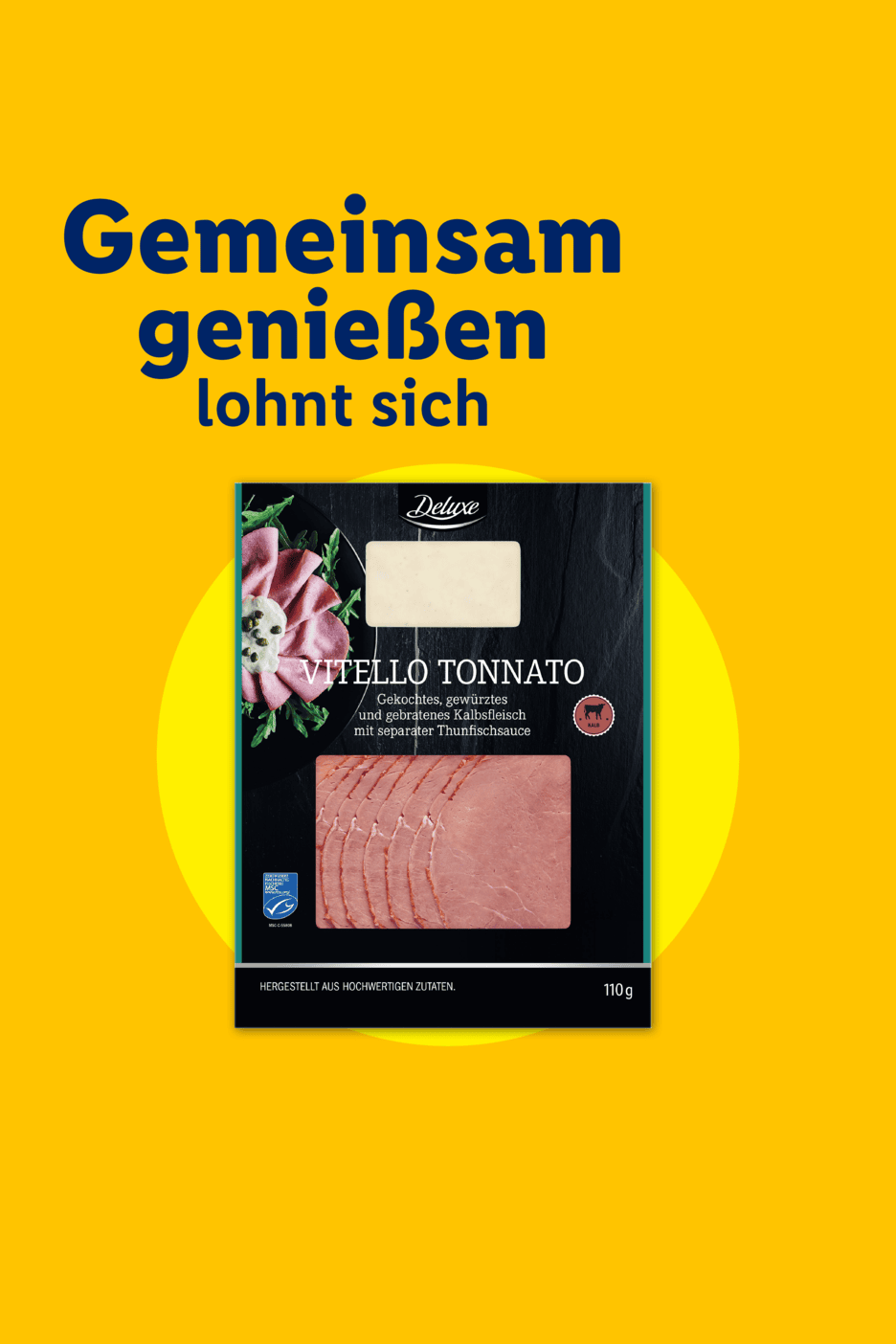 Vitello Tonnato Packung mit Text „Gemeinsam genießen lohnt sich“