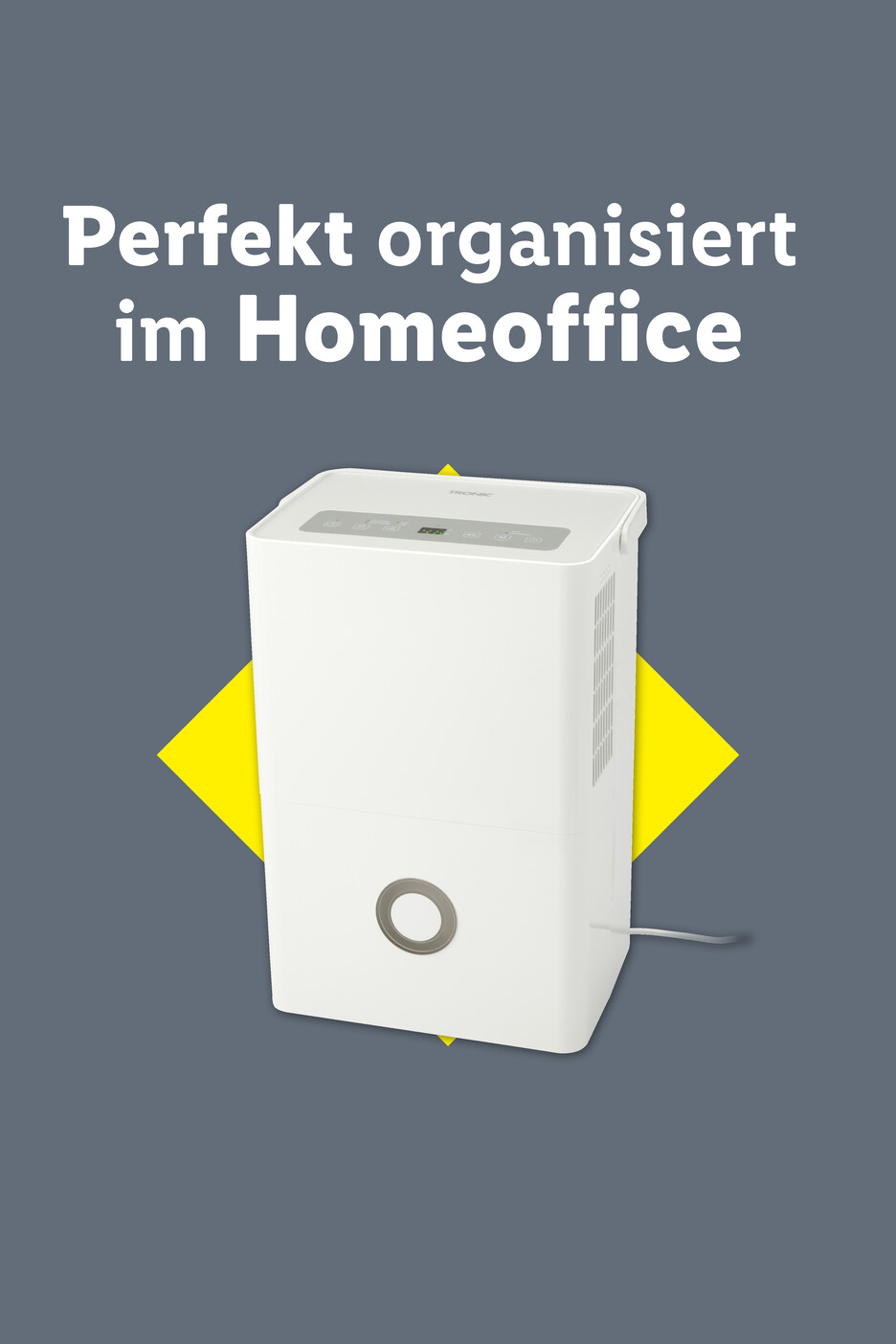 Luftentfeuchter im Homeoffice, perfekt organisiert
