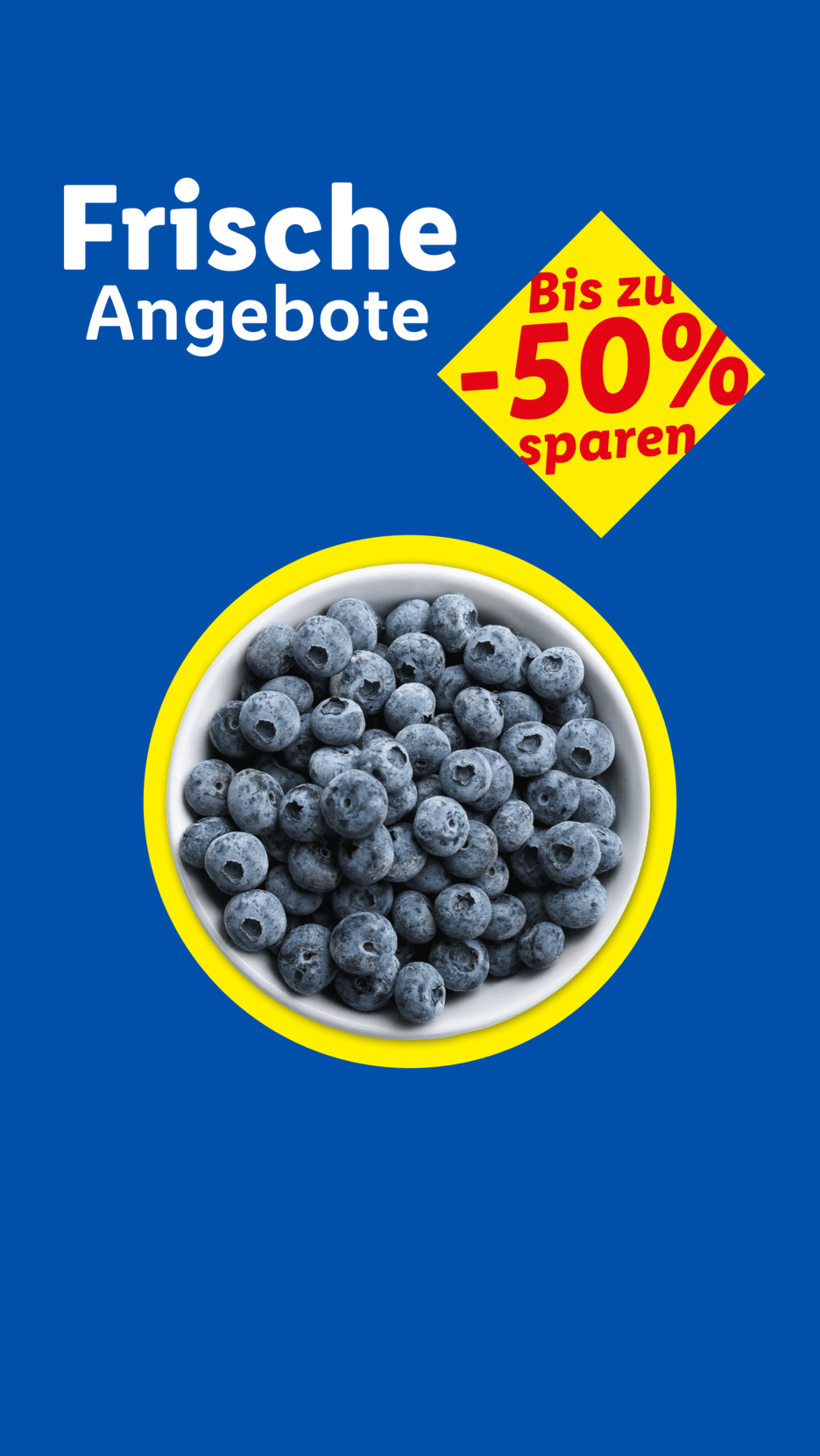 Frische Angebote: Blaubeeren in einer Schale, bis zu 50% sparen.
