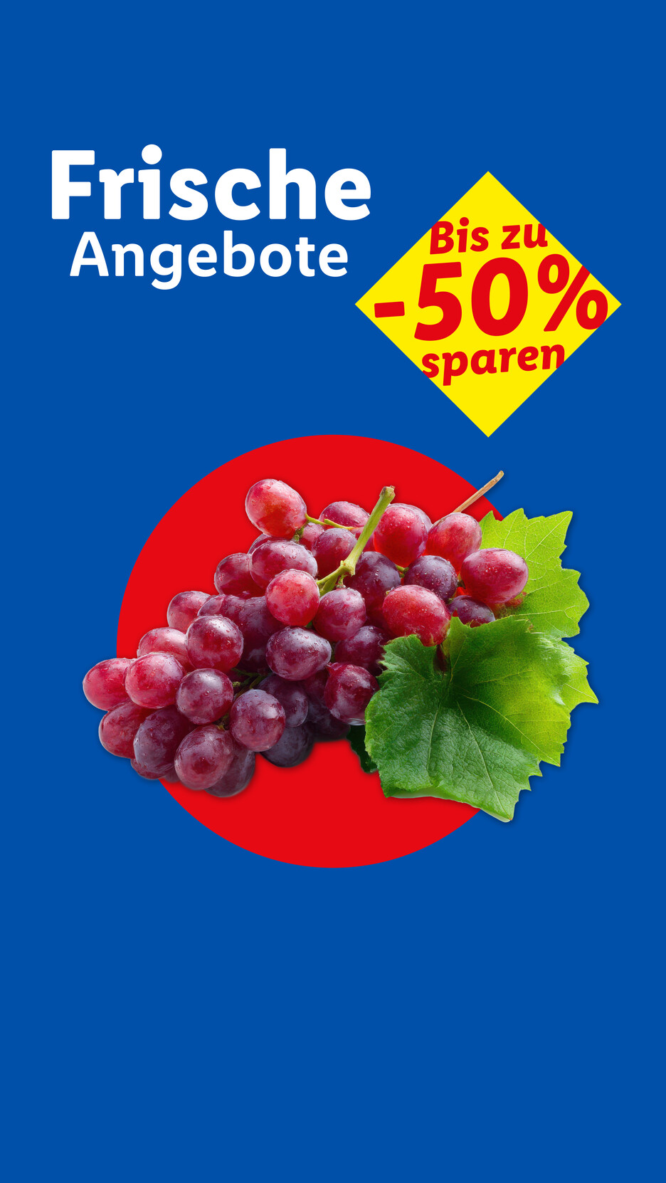 Frische Angebote: Rote Trauben mit bis zu 50% Rabatt.