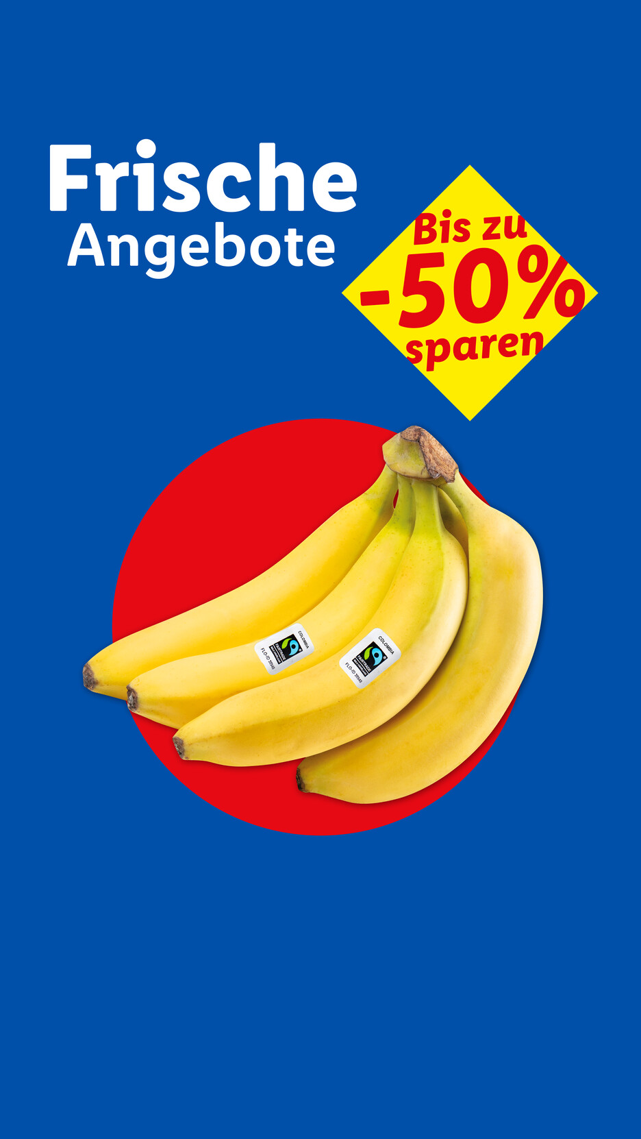 Frische Angebote: Bananen mit Fairtrade-Siegel, bis zu 50% sparen.