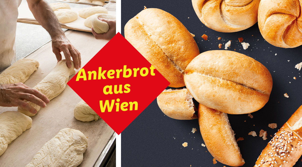 Wiener Ankerbrot und andere Brotsorten werden in einer Bäckerei gebacken.