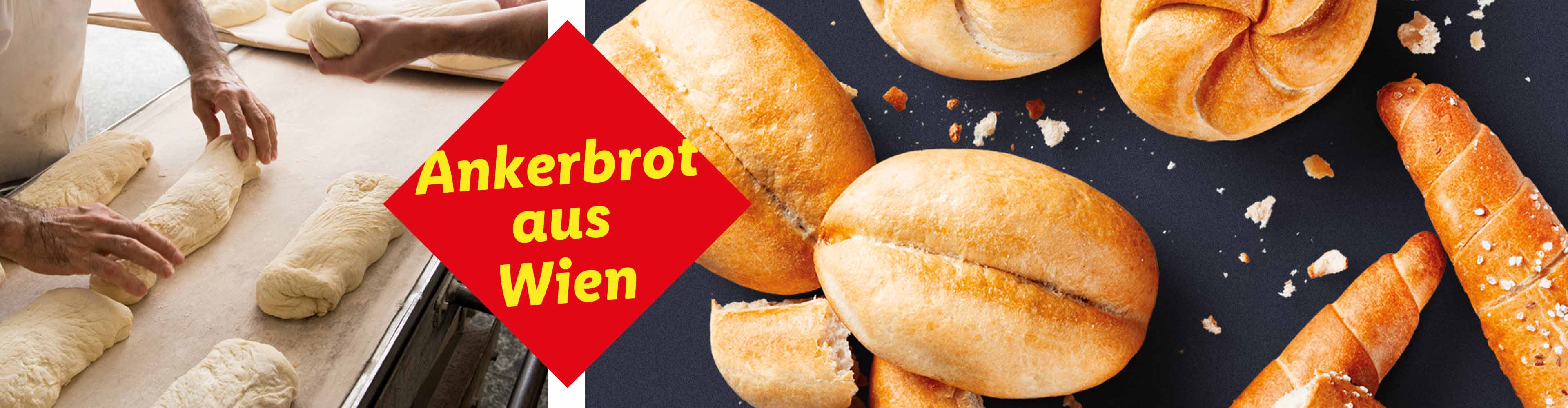 Wiener Ankerbrot und andere Brotsorten werden in einer Bäckerei gebacken.