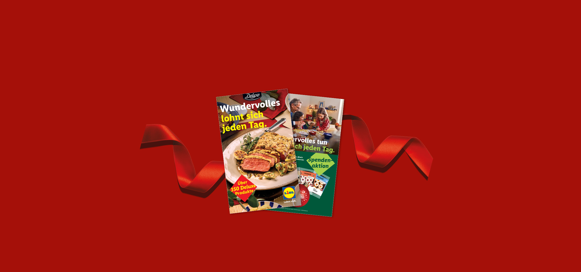 Lidl Deluxe Magazin mit festlichen Gerichten und dem Slogan „Wundervolles lohnt sich jeden Tag“.