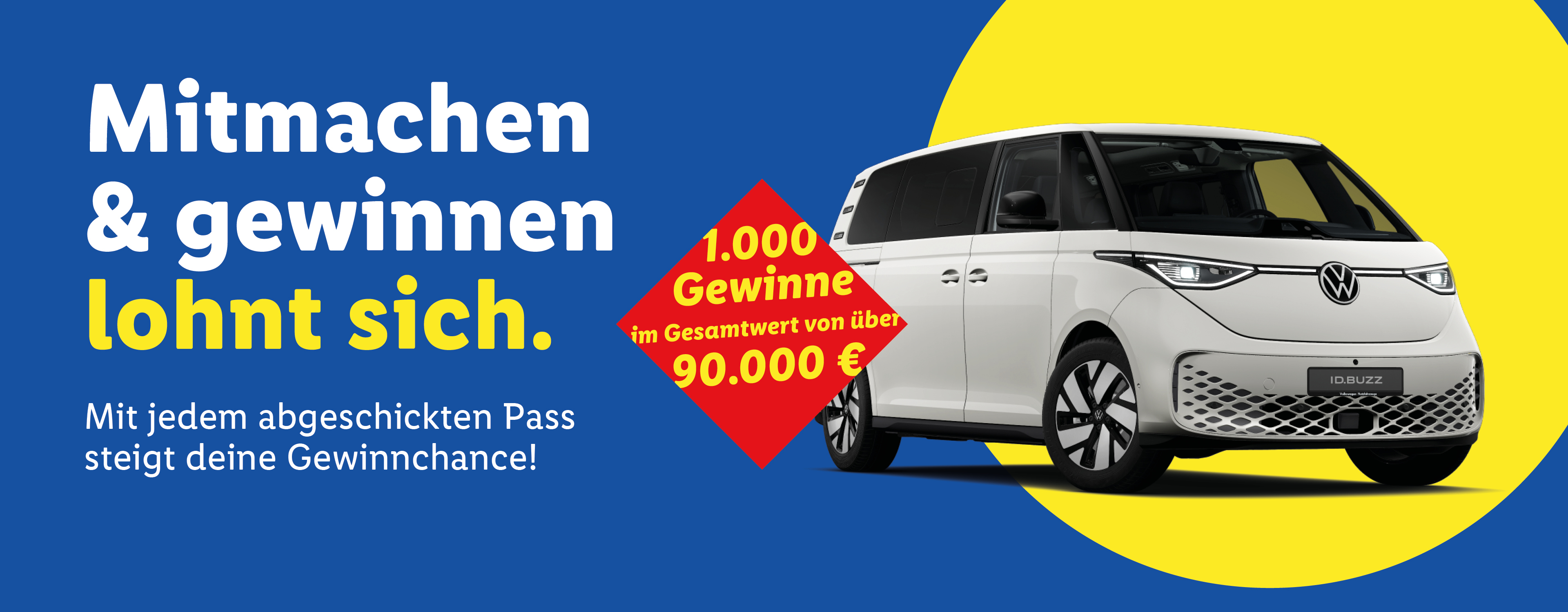 Gewinnspiel mit 1.000 Preisen im Wert von über 90.000 € und einem VW ID. Buzz.