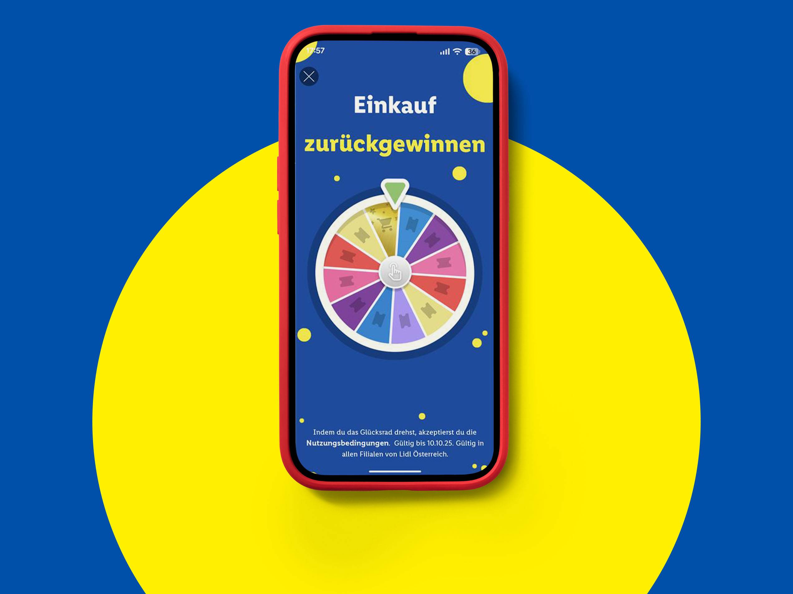 Lidl App mit Glücksrad-Gewinnspiel zum Einkauf zurückgewinnen, gültig bis 10.10.25 in Österreich.