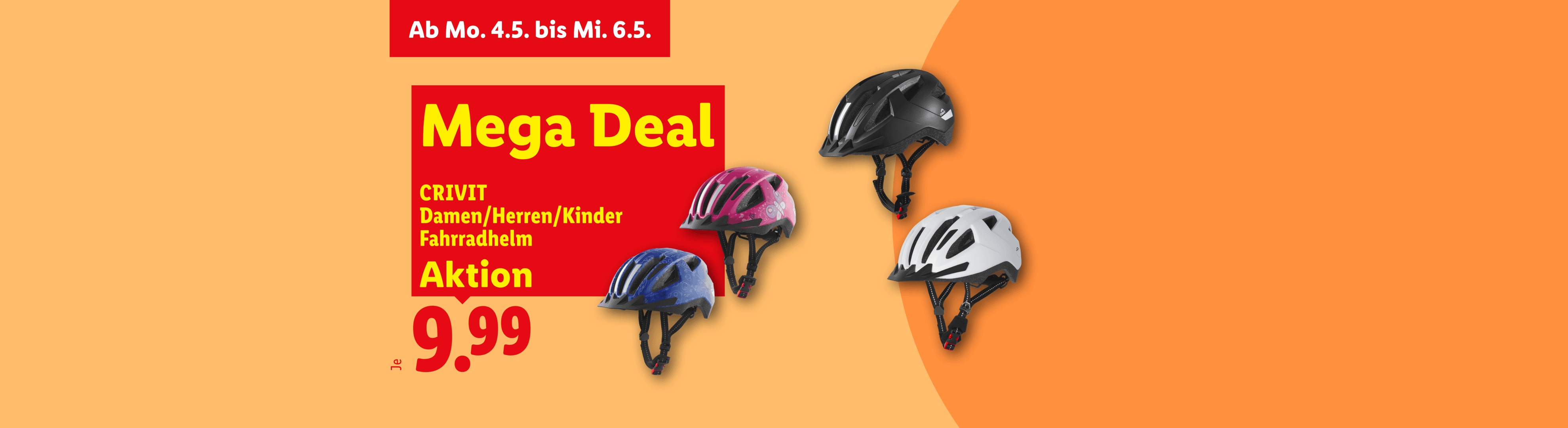 Fahrradhelme für Damen, Herren und Kinder im Mega Deal für 9.99€, gültig vom 4.5. bis 6.5.