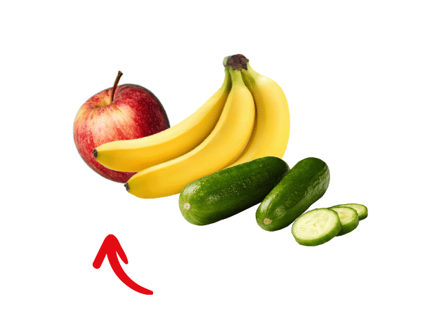 Frisches Obst und Gemüse (Apfel, Banane, Gurken) bei deinem Lidl
