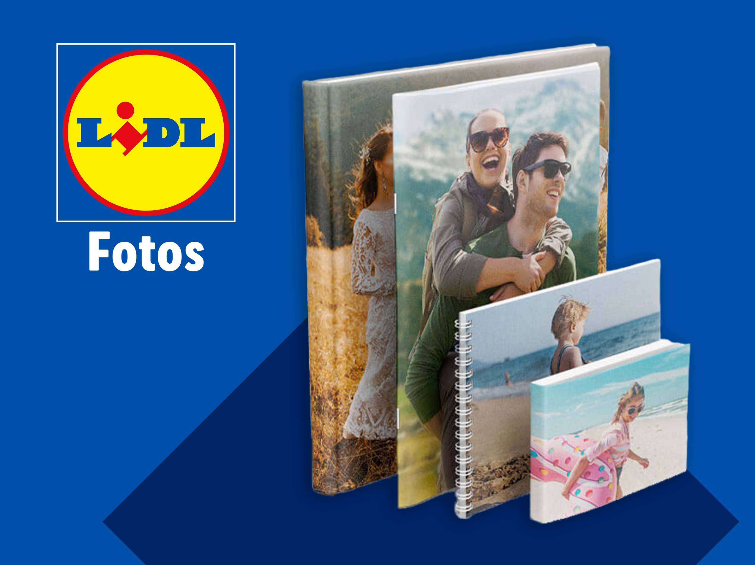 LIDL Fotos: Fotobücher und Fotogeschenke in verschiedenen Formaten.