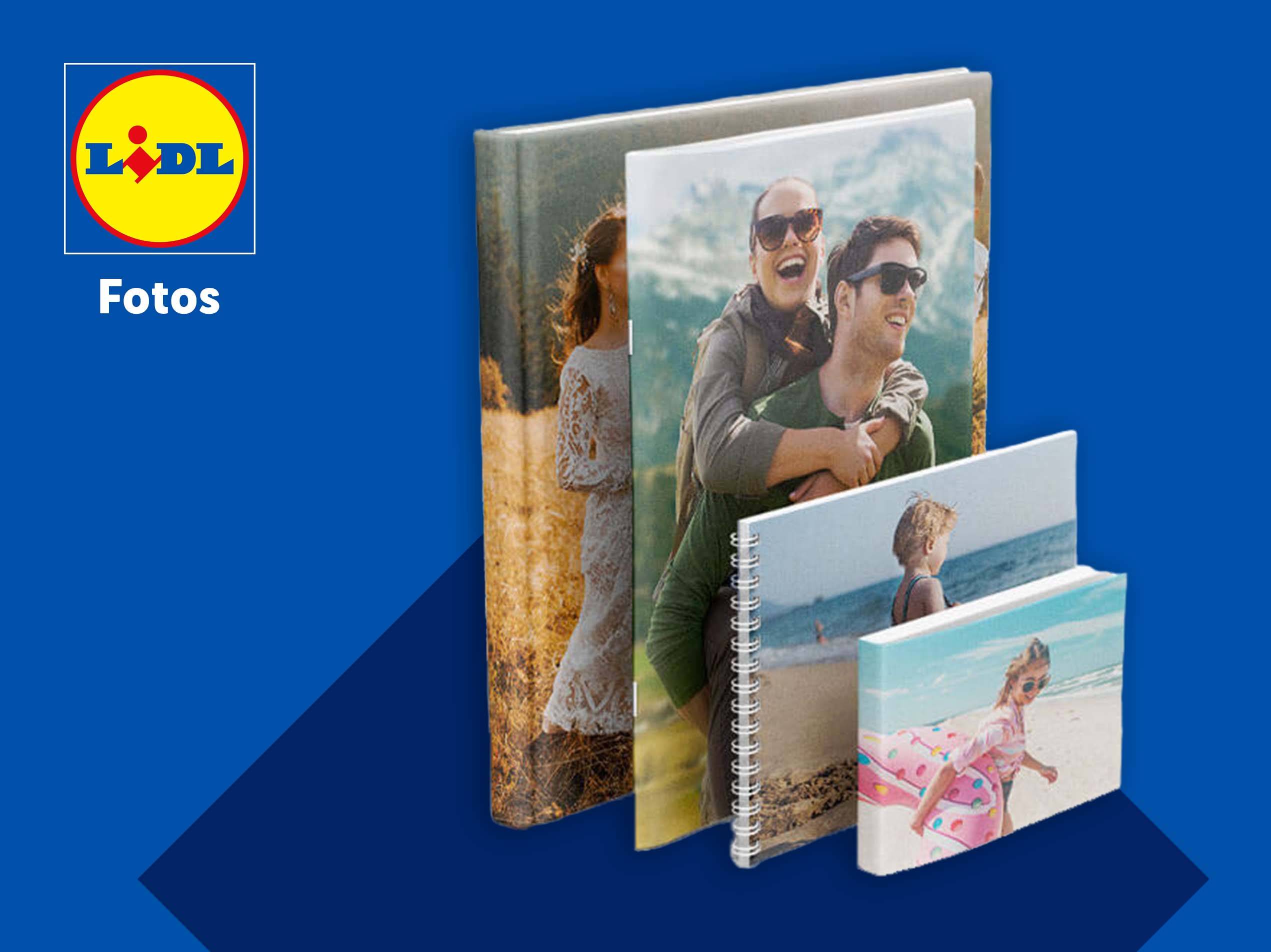 Lidl Fotos: Eine Auswahl an Fotobüchern und Leinwänden.