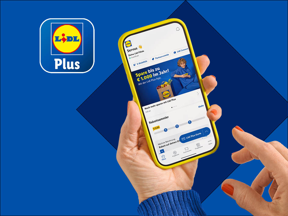 Die Lidl Plus App zeigt Einsparungen von bis zu 1000€ pro Jahr.