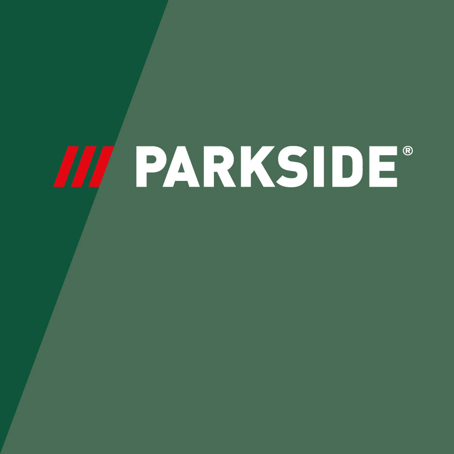 Parkside Logo auf einem dunkelgrünen Hintergrund mit einem helleren grünen Streifen.