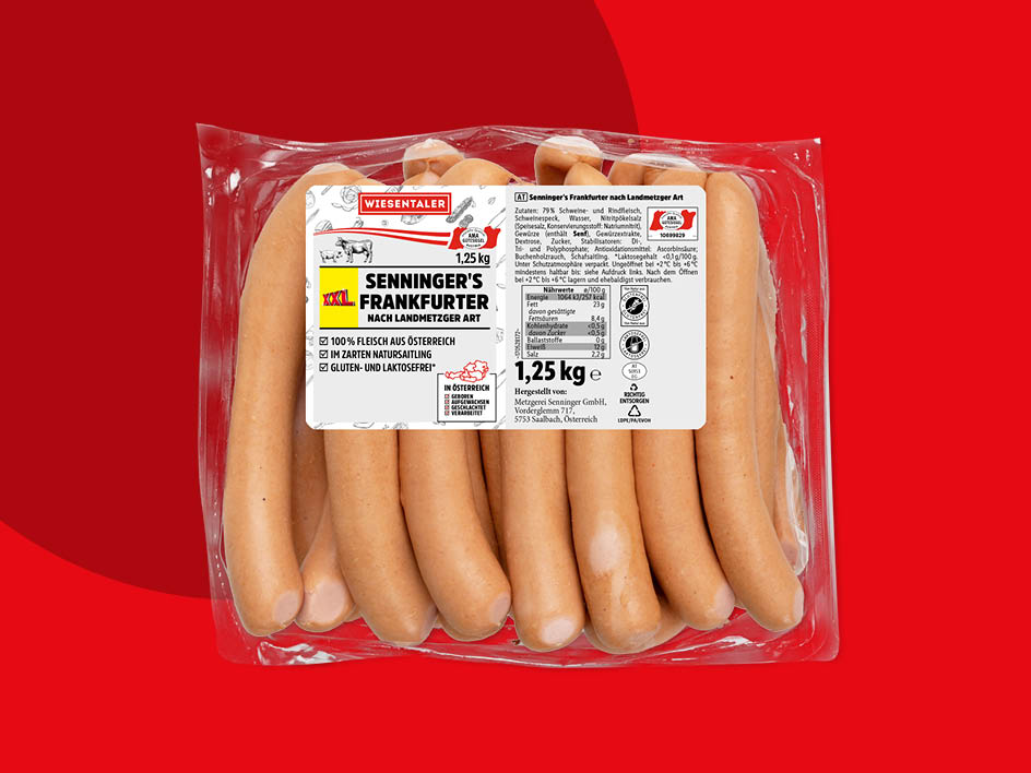 Wiesentäler Senninger's Frankfurter im 1,25kg-Pack.