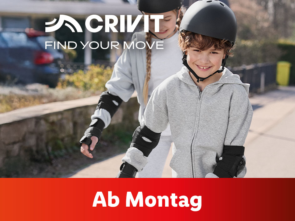 Crivit Kinder-Roller-Ausrüstung: Helme, Schoner, ab Montag erhältlich.