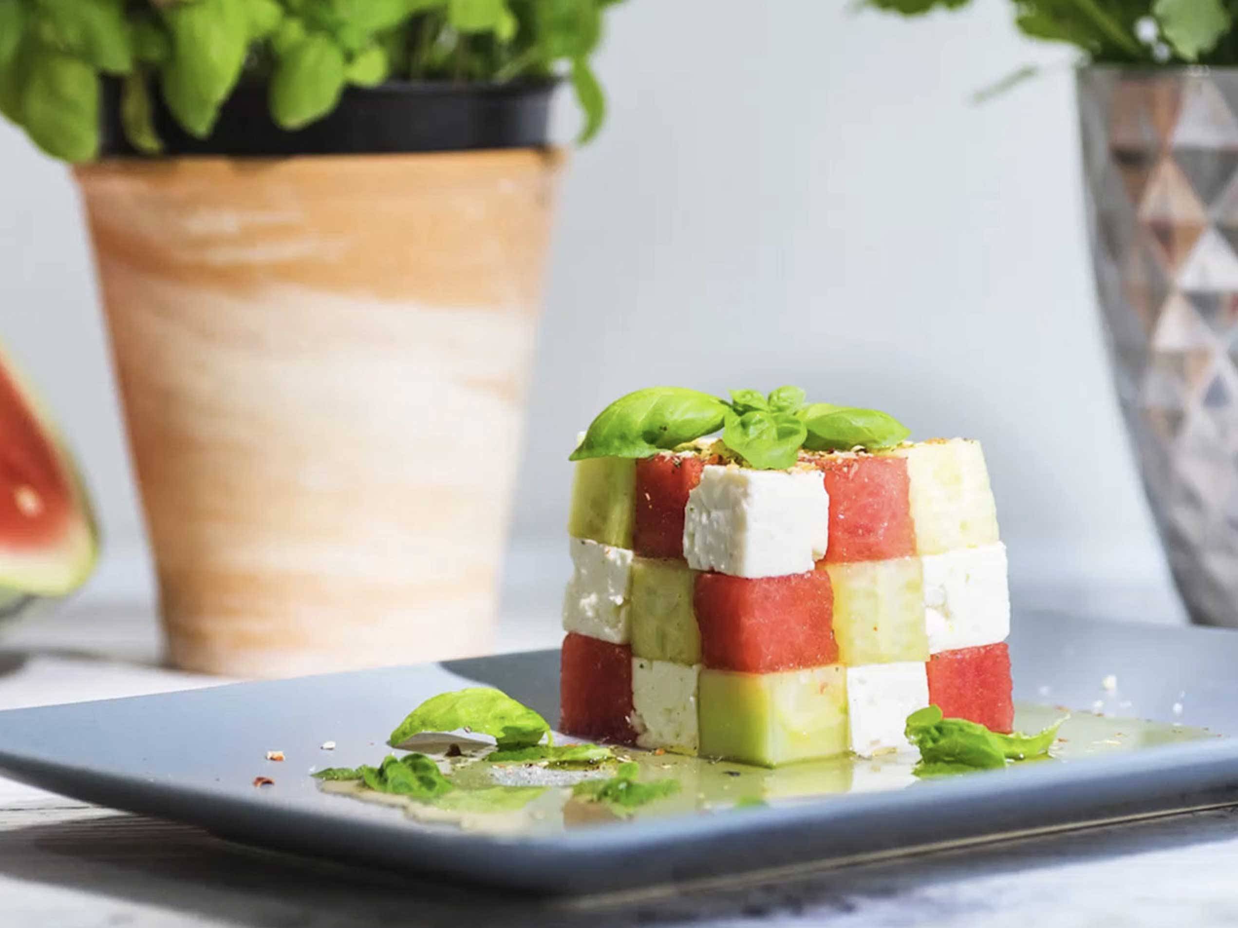 Erfrischender Melonen-Feta-Würfel