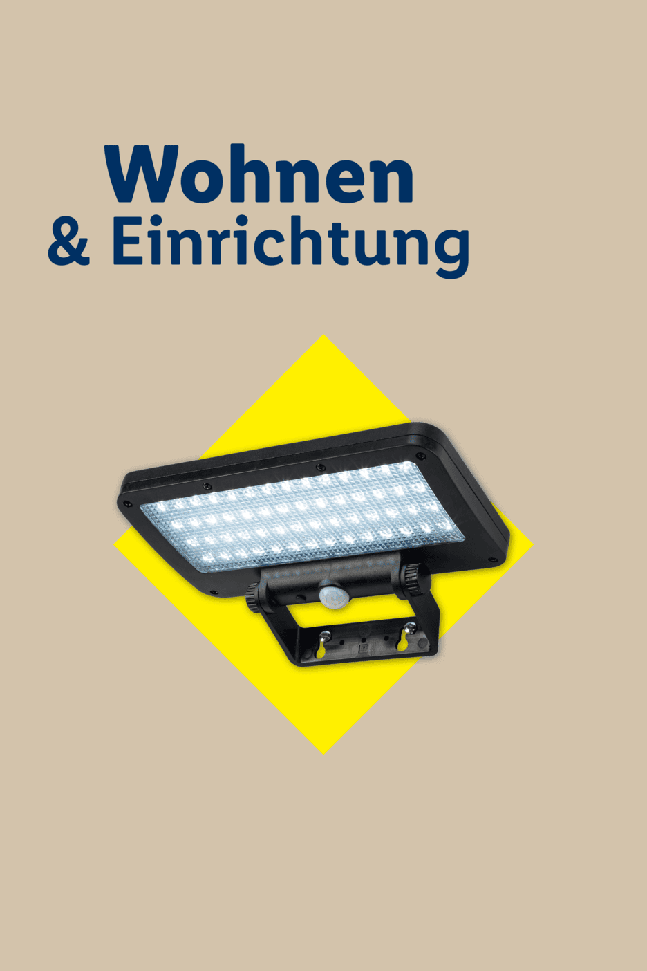 Solar-LED-Strahler mit Bewegungsmelder; Text: Wohnen & Einrichtung