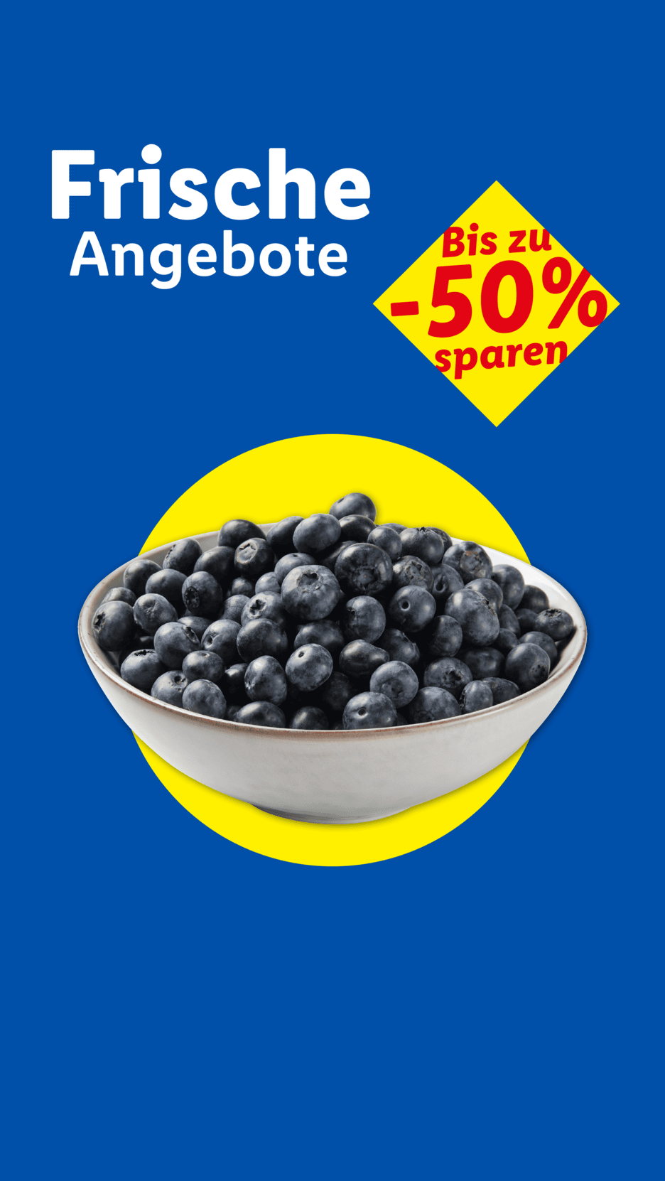 Frische Angebote: Schale mit Blaubeeren, bis zu -50% sparen.