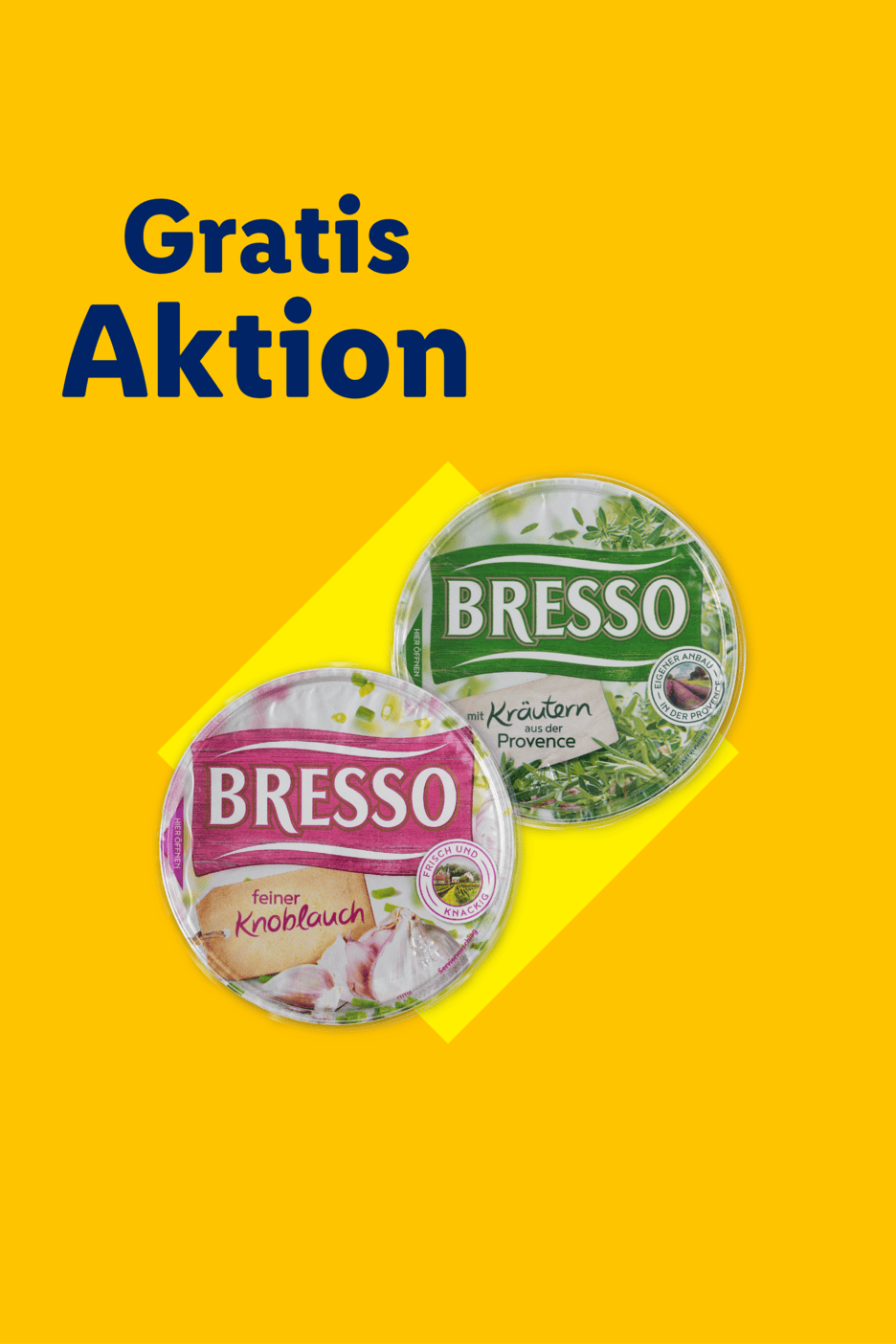 Gratis Aktion für zwei Frischkäse-Sorten: feiner Knoblauch und Kräuter aus der Provence.