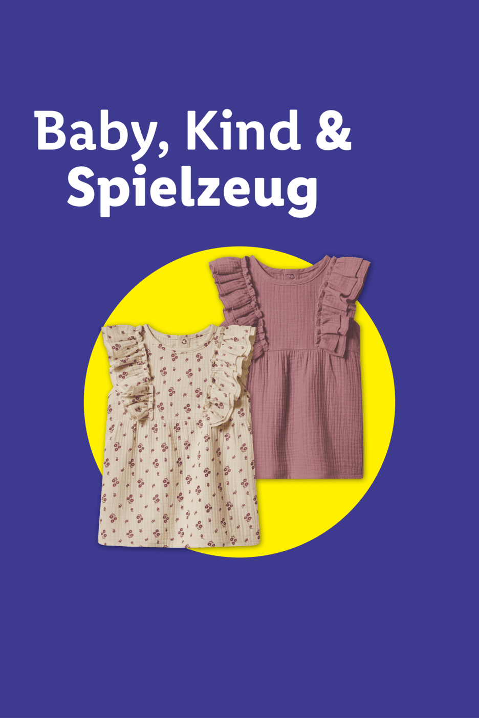 Baby-, Kinder- und Spielzeugartikel: Zwei Kleider für Mädchen auf gelbem Kreis