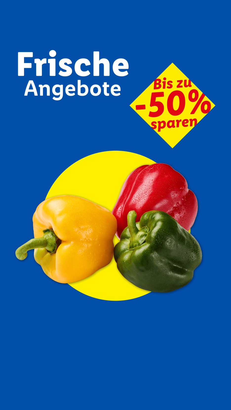 Frische Angebote: Bunte Paprika mit bis zu 50% Rabatt.
