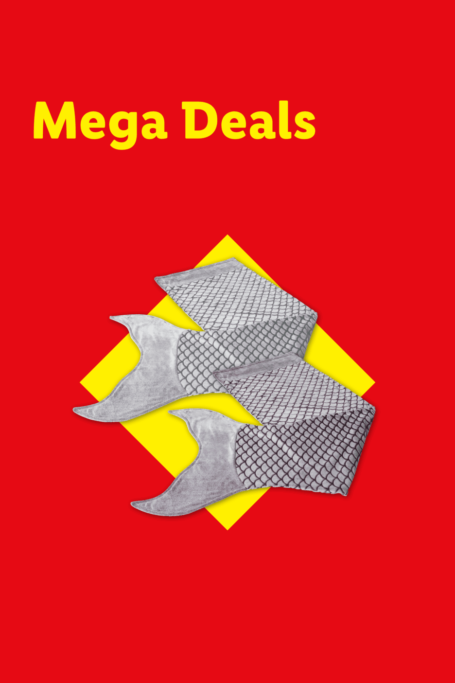 Mega Deals: Graue Meerjungfrauen-Decken auf gelbem Hintergrund
