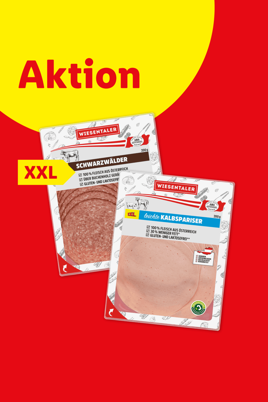 Aktionsangebot für XXL-Packungen Schwarzwälder Wurst und leichte Kalbspariser