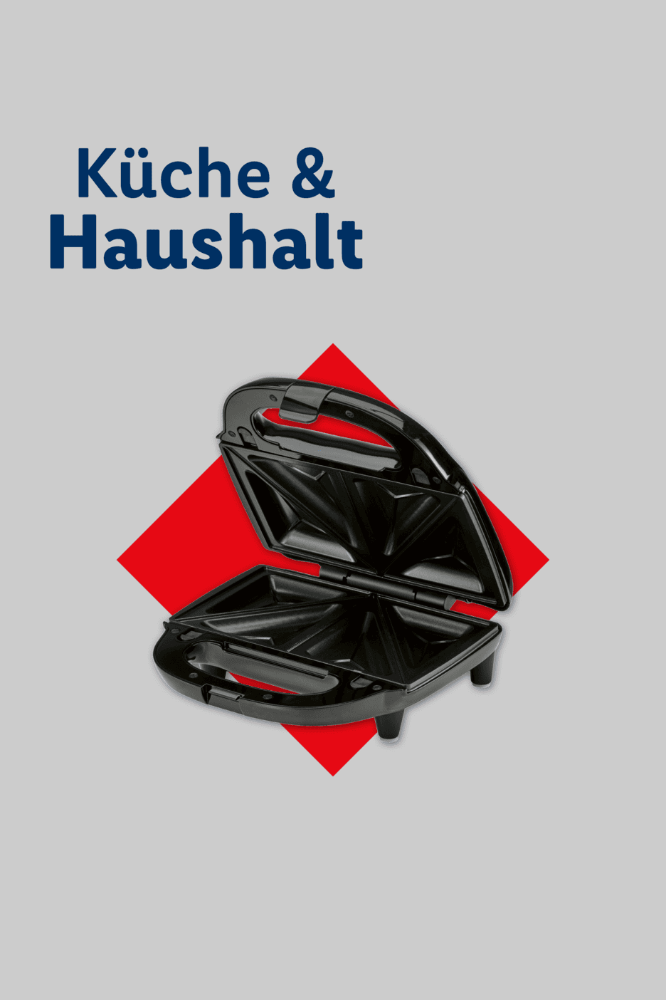 Küche & Haushalt: Offener Sandwichmaker auf rotem Hintergrund