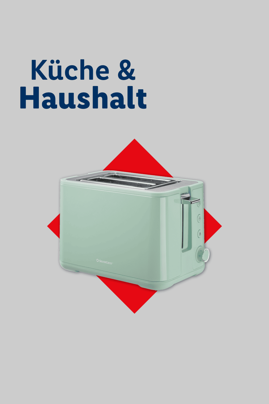 Küche & Haushalt: Ein mintgrüner Toaster auf rotem Hintergrund.